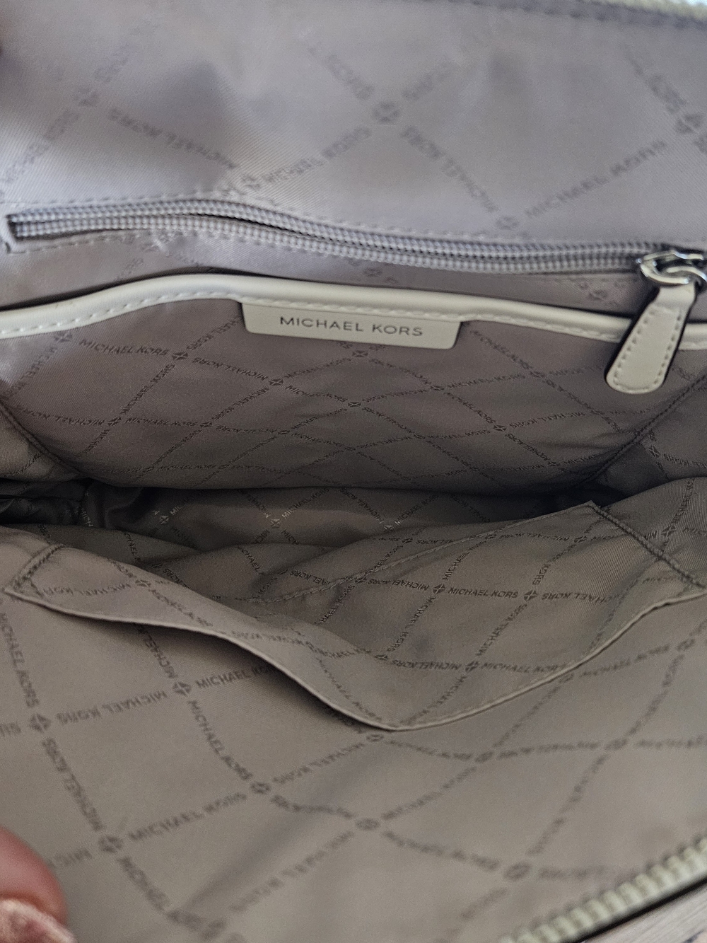 Michael Kors White Monogram Zip-Front Backpack - Picture 4 of 5